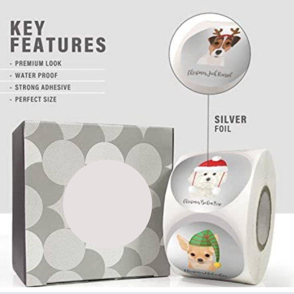 🌈🟩🐕🌲☃️🎅 50~HOLIDAY STICKERS 3 DOGS - Picture 3 of 3